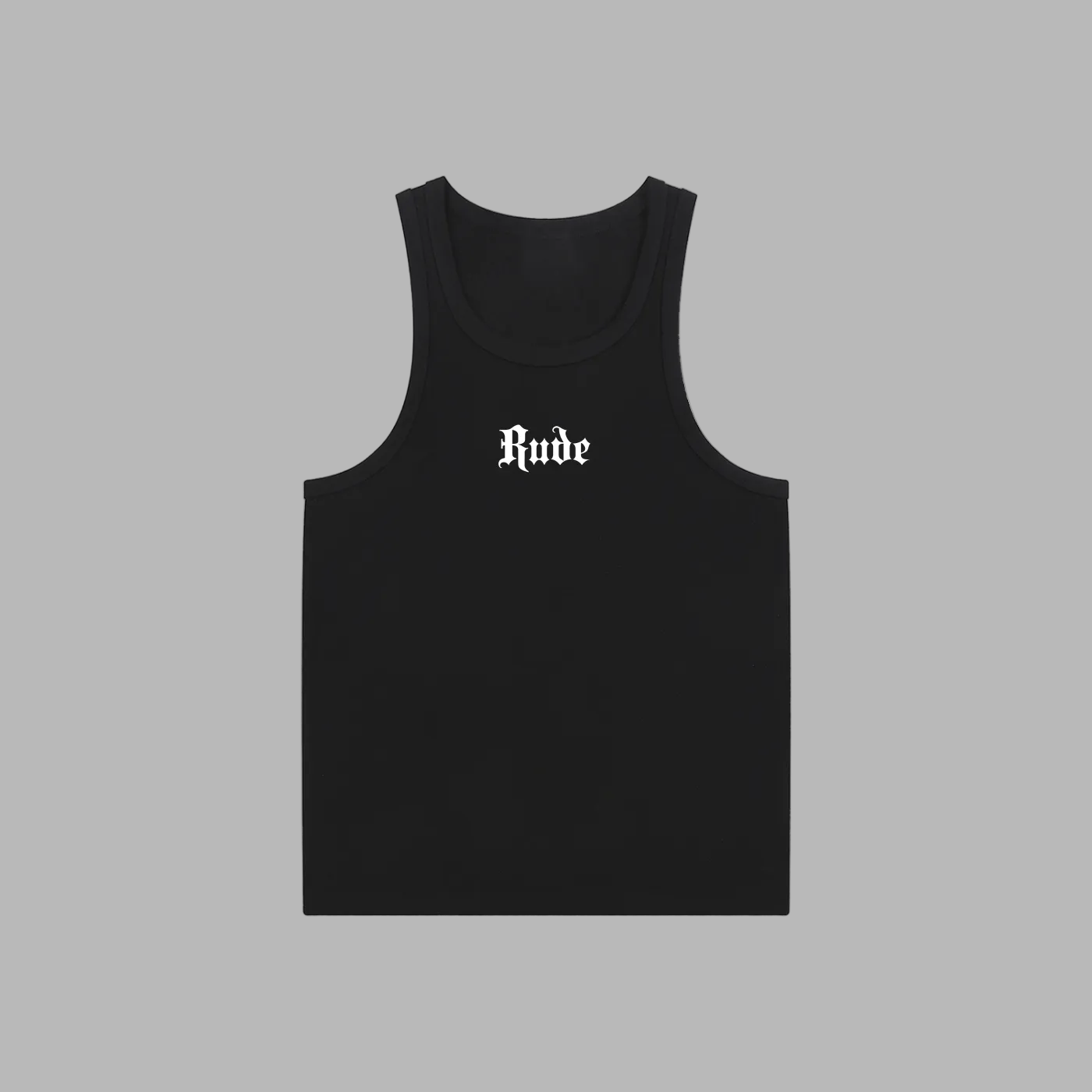 Rude White On Black Tank Top